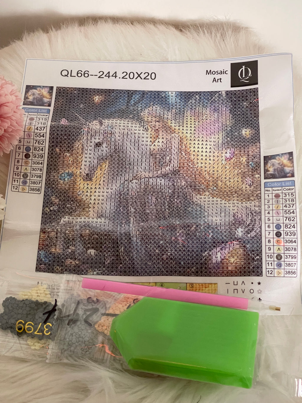 Kit Diamond Painting 5D Completo - Unicorno Magico e Principessa delle Stelle - 20x20cm - Mosaico Fai-da-Te Creativo e Rilassante