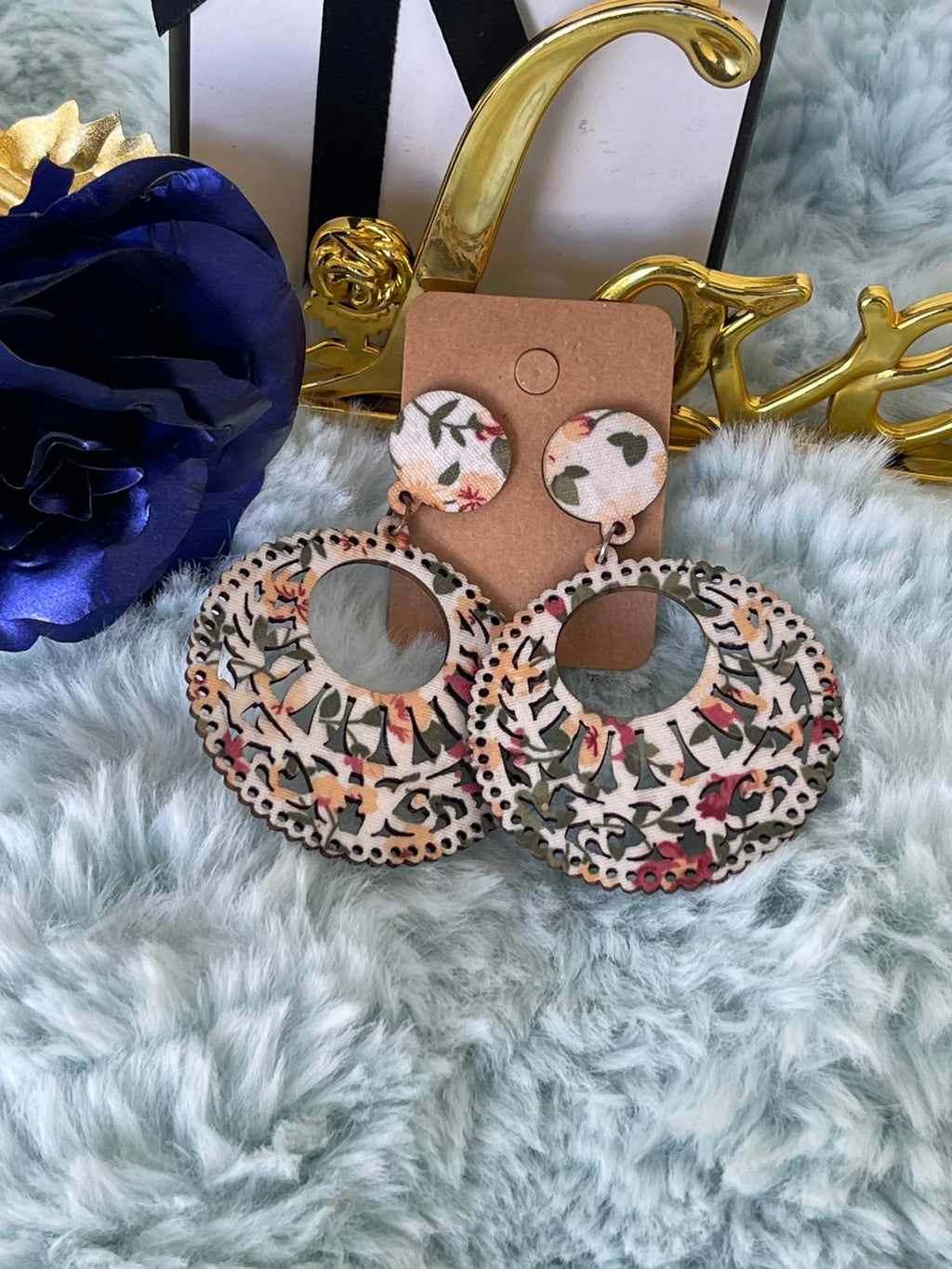 Orecchini Amany Lobo Pendenti In Legno Stile Etnico Bohémien