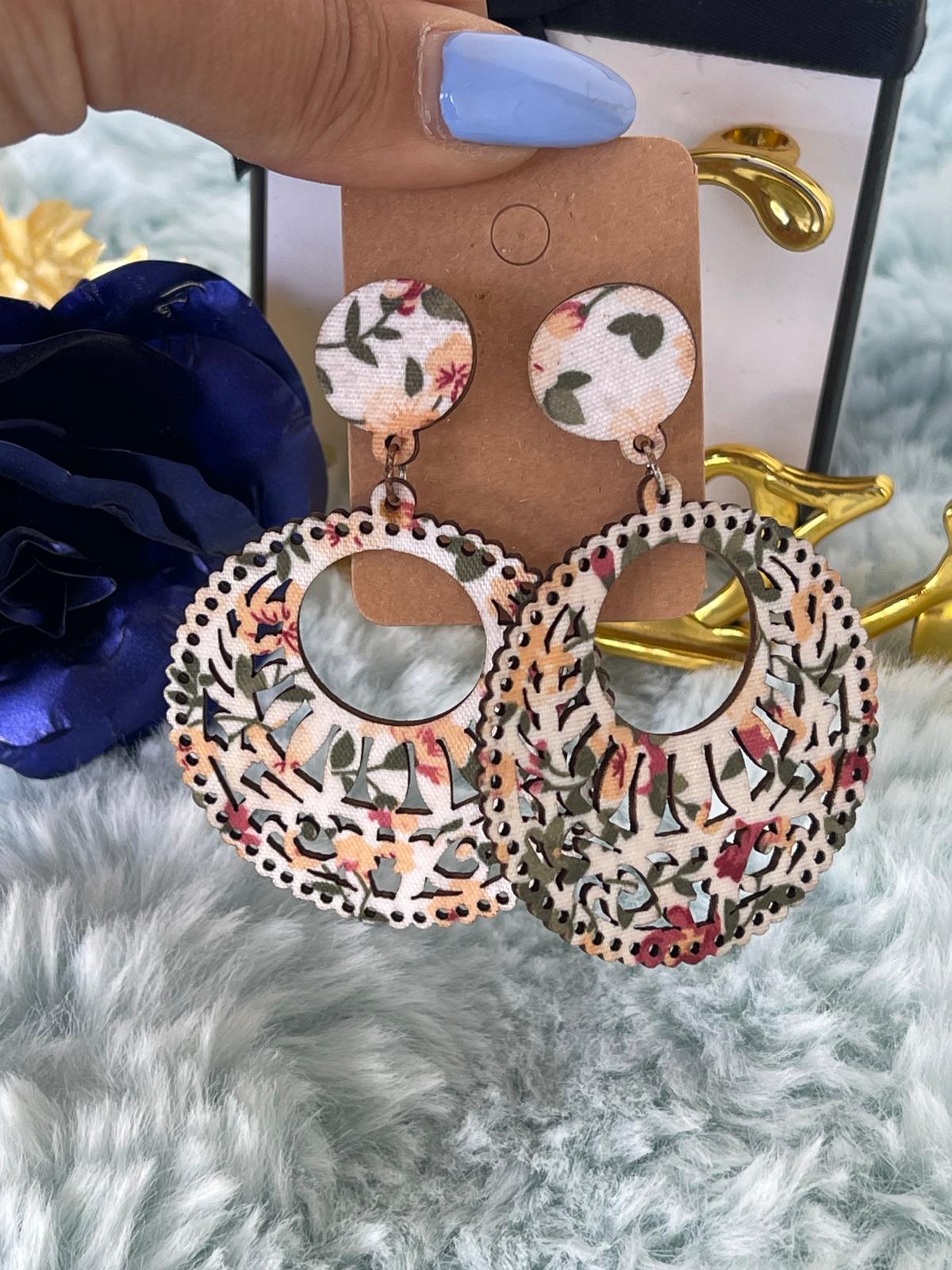 Orecchini Amany Lobo Pendenti In Legno Stile Etnico Bohémien