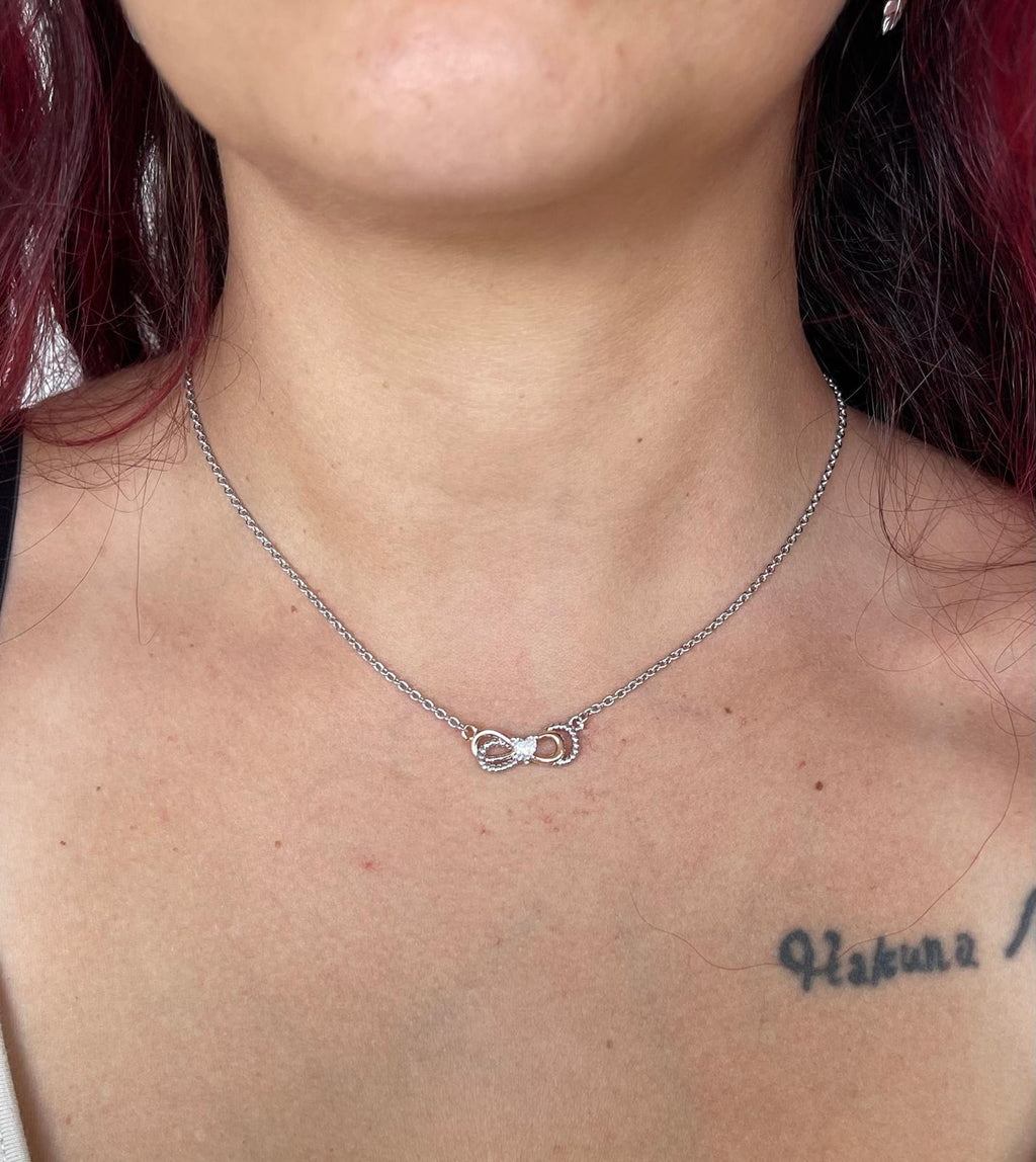 Collana Eleganza con Simbolo dell'Infinito in Argento 925 e Dettagli Rosé